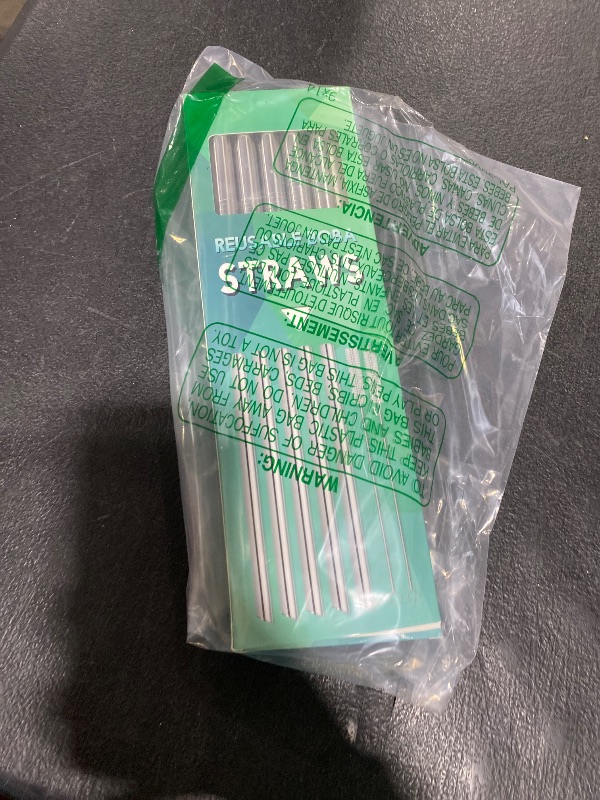 Photo 1 of [Angled Tips] 5 Pcs 10" Reusable Bubble Tea Straws & Smoothie Straws, 0.5" Wide Stainless Steel Straw, Metal Straw for Boba, Tapioca Pearl, Milkshakes, Jumbo Drinks | 2 Cleaning Brushes