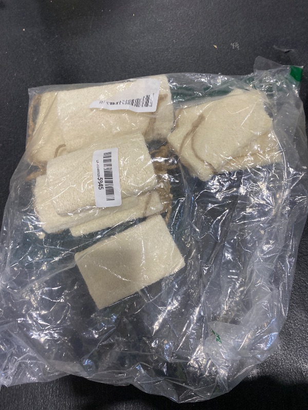 Photo 1 of 100% Natural Loofah Exfoliating Body and Face Sponge Scrubber for Skin Care in Bath Spa Shower - Pack of 12 - Eco-Friendly and Biodegradable Shower Luffa