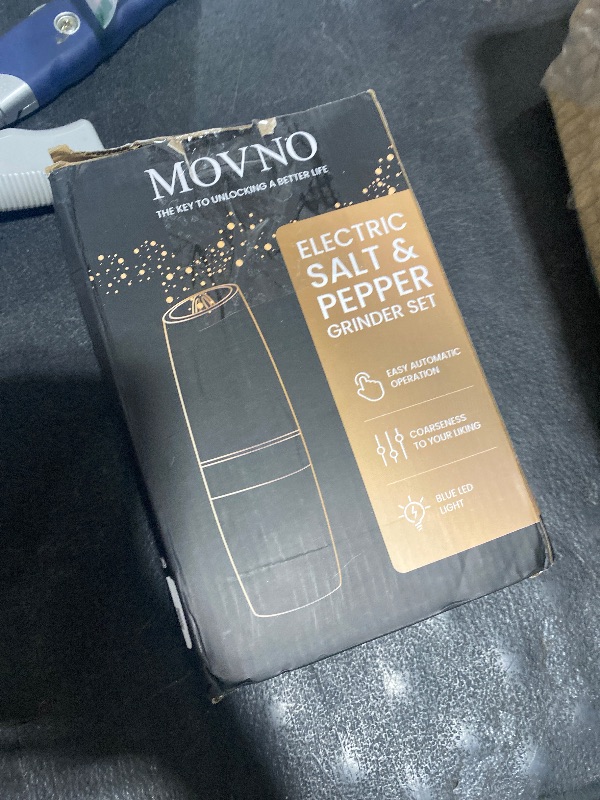 Photo 1 of Gravity Electric Salt and Pepper Grinder Set, Battery Powered LED Light One Hand Automatic Operation, Adjustable Coarseness Mill Grinders Shakers Black (B.Silver 2p)