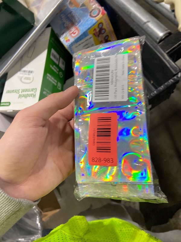 Photo 1 of 100 Pack Holographic Resealable Plastic Bags for Food Storage, Zipper Bags with Clear Front Window, Packaging Pouch for Small Business (100 Pack, 3.2x5.2 inch)