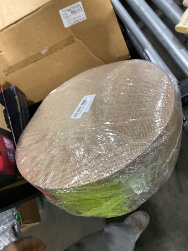 Photo 1 of 100 Pieces Round Burlap Placemats, 13.4 Inch Reusable Brown Table Mats, Jute Farmhouse Round Placemats fro Rustic Table Decorations