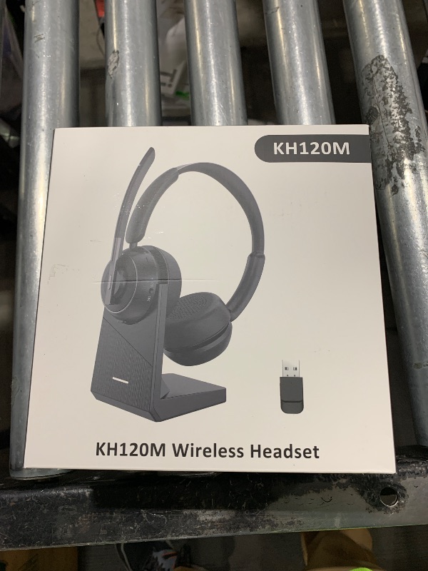 Photo 1 of (2025 Upgraded) Wireless Headset with Mic for Work, Bluetooth Headset with Noise Canceling Microphone with Dongle, Charging Base & Mic Mute, Wireless Headphones for Work from Home/PC/Computer