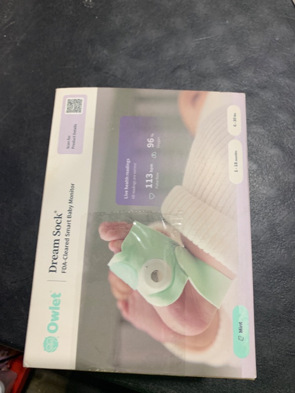 Photo 1 of Owlet Dream Sock® - FDA-Cleared Smart Baby Monitor - Track Live Pulse (Heart) Rate, Oxygen in Infants - Receive Notifications - Mint