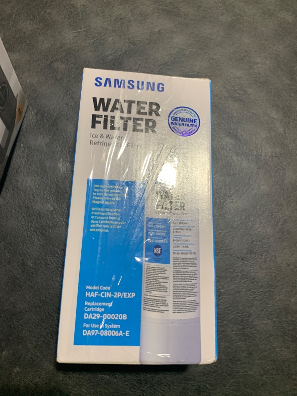 Photo 1 of SAMSUNG Genuine Filters for Refrigerator Water and Ice, Carbon Block Filtration for Clean, Clear Drinking Water, DA29-00020B-2P, 2 Pack