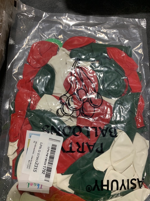 Photo 1 of 100 Pcs Christmas Red Green Balloons 12 Inch Red Green and White Latex Balloons with 65ft Ribbon for Christmas Birthday Baby Shower Party Decorations