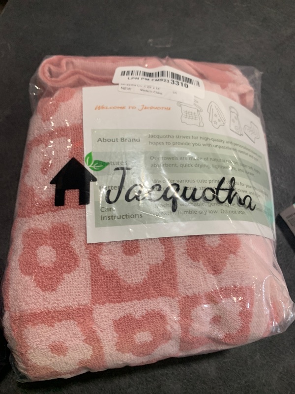 Photo 1 of *INCOMPLETE** Jacquotha Cotton Hand Towels Pink Checkered Floral - Quick Drying Hand Towel Set of 2, for Women Girls Bathroom Decor, 29” x 13”