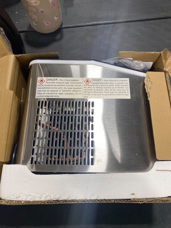 Photo 1 of Aeitto Countertop Ice Maker Machine, 26lbs Ice in 24H, 8 Bullet Ice Cubes in 6 Mins, Self-Cleaning Portable Ice Maker with 2 Ice Sizes, Basket & Scoop for Home, Kitchen, Office, Stainless Steel