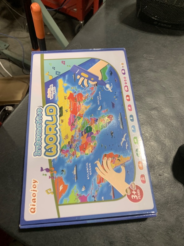 Photo 1 of Qiaojoy Bilingual Interactive World Map for Kids Learning and Educational Toys, Talking Electronic Kids World Map i-Poster Geography Games Ages 3 to 12 Years Old, Custom Talking Birthday Gifts Card