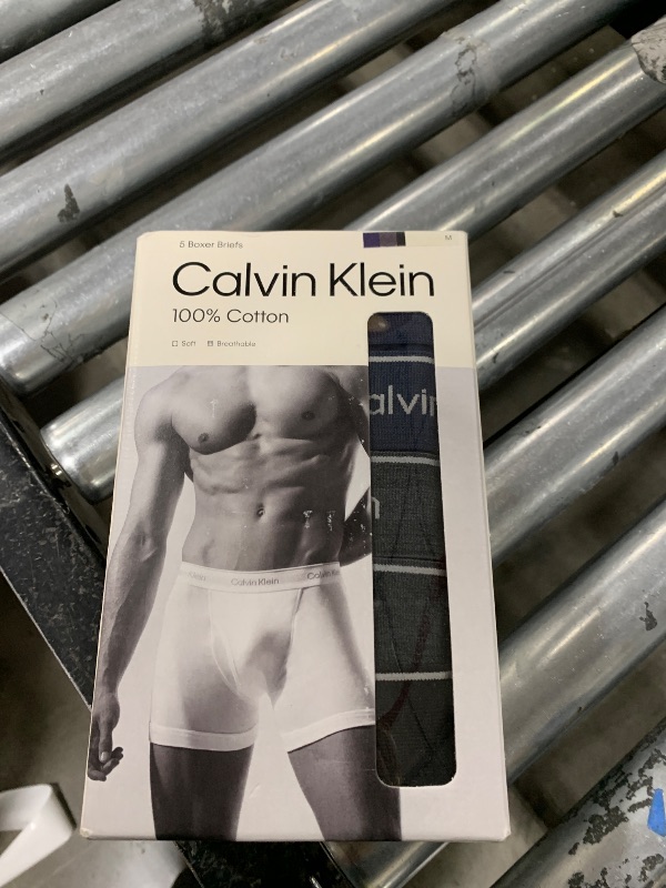 Photo 1 of Calvin Klein Men's Cotton Classics 5-pack Boxer Brief, 2 Blue Shadow Body W/Blue Shadow Waistband, 2 Charcoal Heather Body W/Charcoal Heather Waistband, 1 Black Body W/Black Waistband, Medium