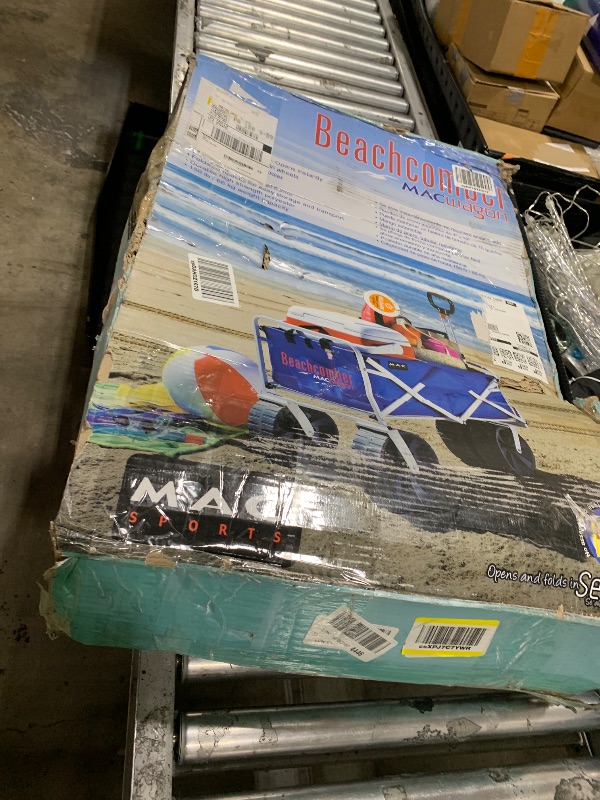 Photo 1 of Mac Sports Heavy Duty Collapsible Folding All Terrain Utility Beach Wagon Cart, Blue/White