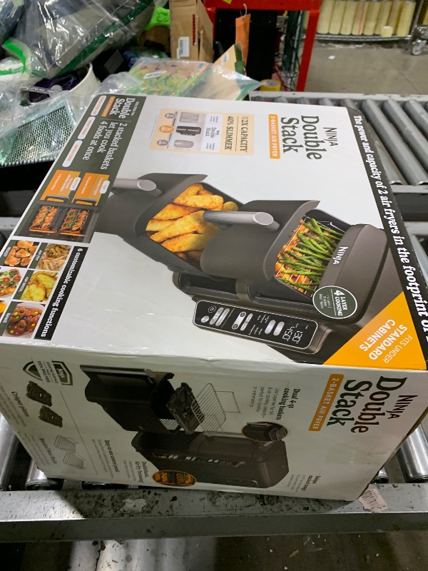 Photo 1 of Ninja Air Fryer, 8 QT DoubleStack 2-Basket, Space Saving Design, Cooks 2lb Chicken Wings, Feeds up to 6 People, 6-in1 Air Fryer, Roast, Bake & More, Easy to Clean, Dishwasher Safe Parts, Black, SL201