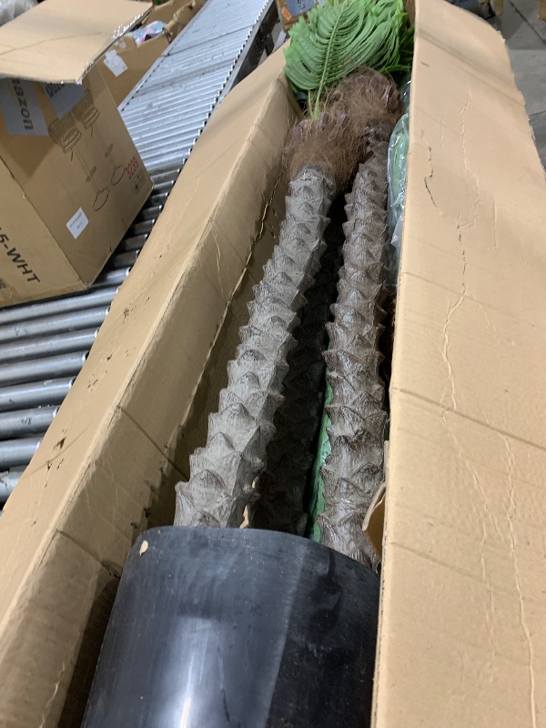 Photo 1 of Keeplush 8.5ft Tall Artificial Palm Tree for Outdoors - Triple Phoenix Palm, UV Resistant, Large Fake Silk Palm Tree - Perfect for Patio, Poolside, Home Indoor Aesthetic Decor