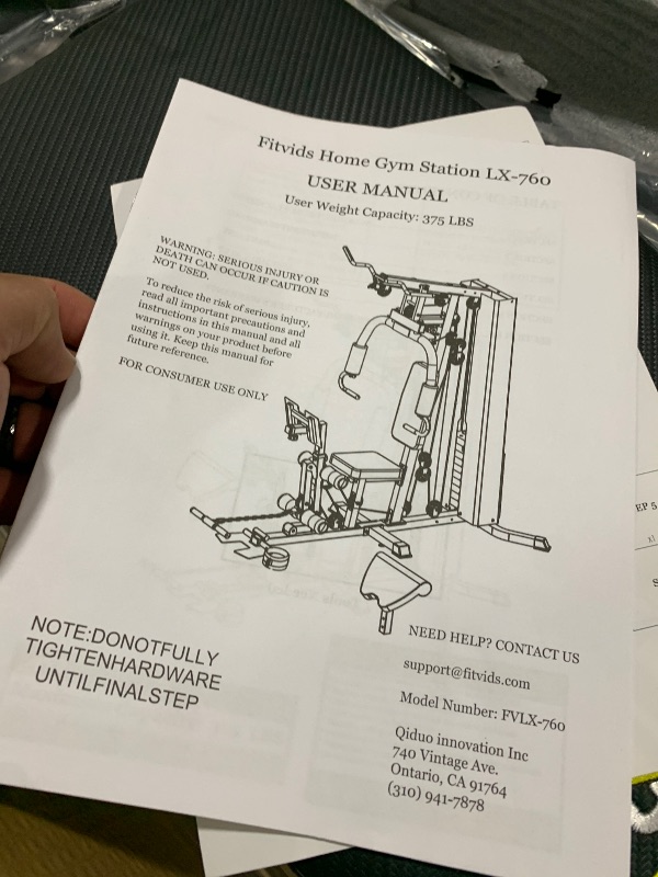 Photo 1 of Fitvids Home Gym Equipment, Multifunctional Full Body Workout Weight Machine Station with Weight Stack, All in One Exercise Equipment with Pulley System & Seated Rowing for Home Gym Strength Training (partial )