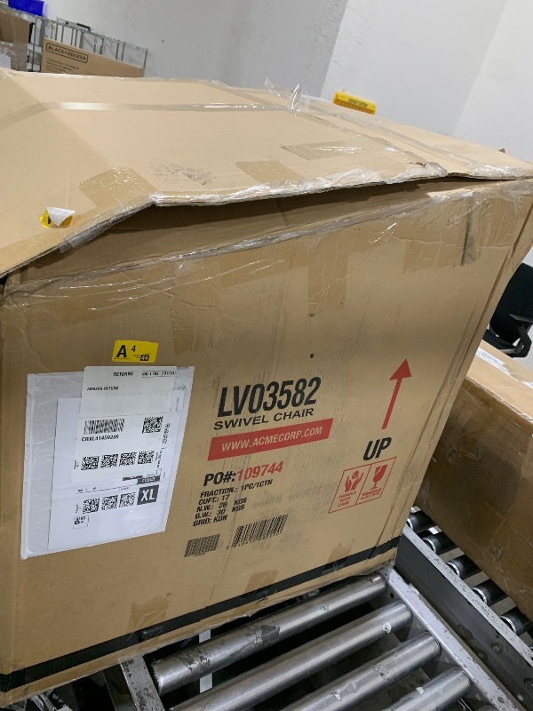 Photo 1 of Acme Etienne Contemporary Wood & Linen Fabric Upholstered Swivel Chair in Beige