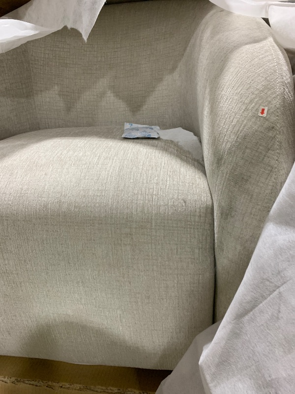 Photo 1 of Acme Etienne Contemporary Wood & Linen Fabric Upholstered Swivel Chair in Beige