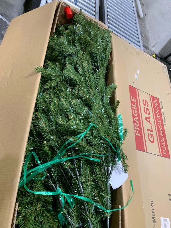 Photo 1 of National Tree Co. Dunhill Fir Hinged 7 1/2 Foot Pre-Lit Fir Christmas Tree