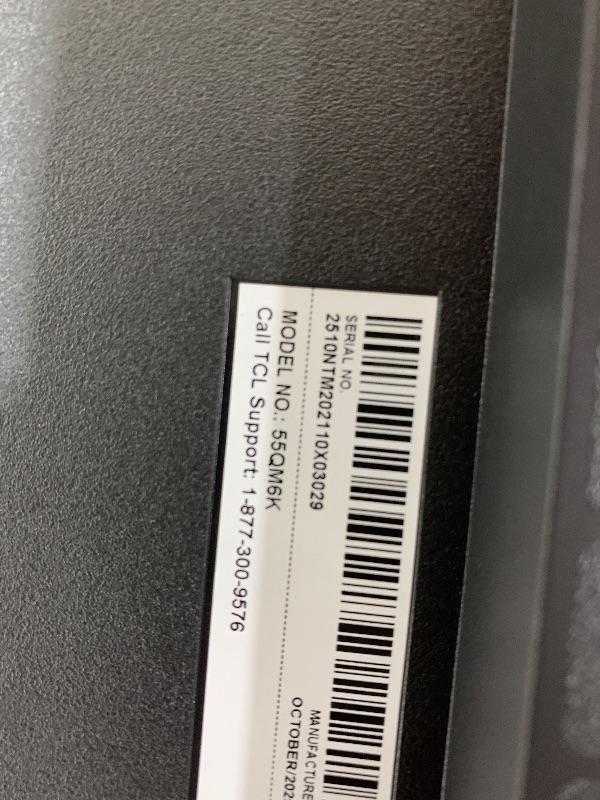 Photo 1 of TCL 55 Inch Class QM6K Series | Mini LED QLED 4K HDR | 55QM6K, 2025 Model | 120HZ-144HZ High Brightness Smart Google TV Dolby Atmos Onkyo Audio | Voice Remote Alexa Gaming Streaming Television (parts only)