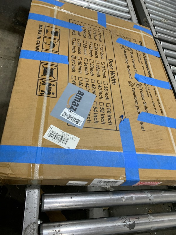 Photo 1 of SMARTSTANDARD Sliding Closet Door, 72"×80"(Double Barn Doors 37"), Double Frosted 3 Panel Glass Sliding Door with Hardware Kit, Pre-Drilled Door Panel, Need to Assemble, MDF with PVC Surface, White (partial)