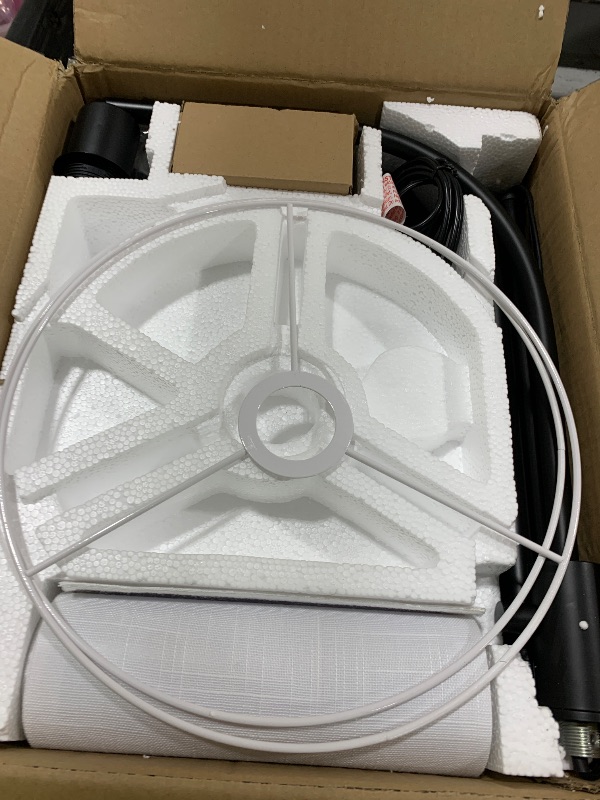 Photo 1 of [Upgraded] Dimmable Floor Lamp, 1200 Lumens LED Edison Bulb Included, Arc Floor Lamps for Living Room Modern Standing Lamp with White Shade, Black Tall Lamp for Living Room Bedroom Office Dining Room