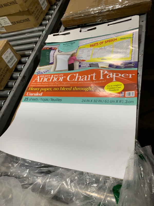 Photo 1 of Pacon PAC3371 Heavy Duty Anchor Chart Paper, Unruled, White, 24" Width, 32" Length, 25 Sheets