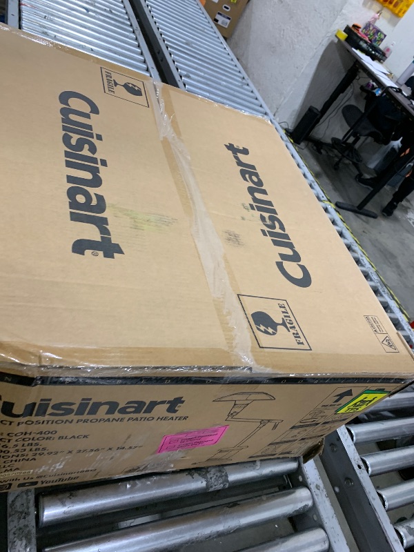 Photo 1 of Cuisinart Perfect Position Propane Patio Heater, 38,200 BTU Powerful Directional Stainless Steel Outdoor Heater with Hidden Tank and Drink Table, Swivel Arm and Reflective Heat Shield