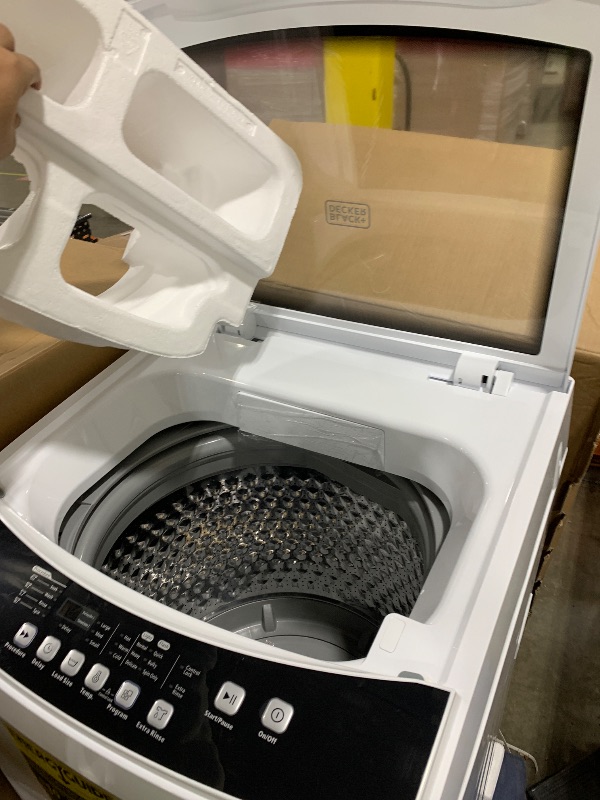 Photo 1 of BLACK+DECKER 3.0 Cu. Ft. Portable Washer, 26.5 lb. Capacity Washing Machine, 6 Cycles, Quick Connect Sink Adapter and Drain Hose Included, Transparent Lid & LED Display, BPW30MW, White