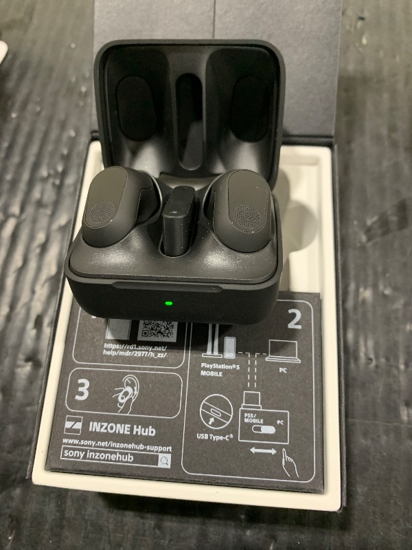 Photo 1 of Sony Inzone s Wireless Gaming Earbuds, Perfect for PlayStation® 5, for PC/PS5/Switch/Mobile, 48Hr Battery with Case, Noise Canceling, 360 Spatial Sound, 2.4GHz USB-C Dongle, WF-G700N Black