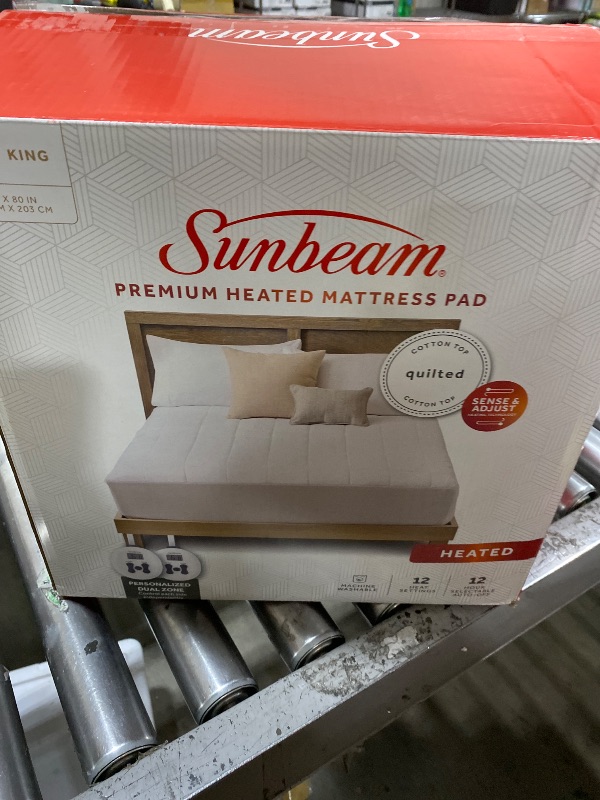 Photo 1 of Sunbeam Premium Quilted Electric Heated Mattress Pad, 76”x 80", 