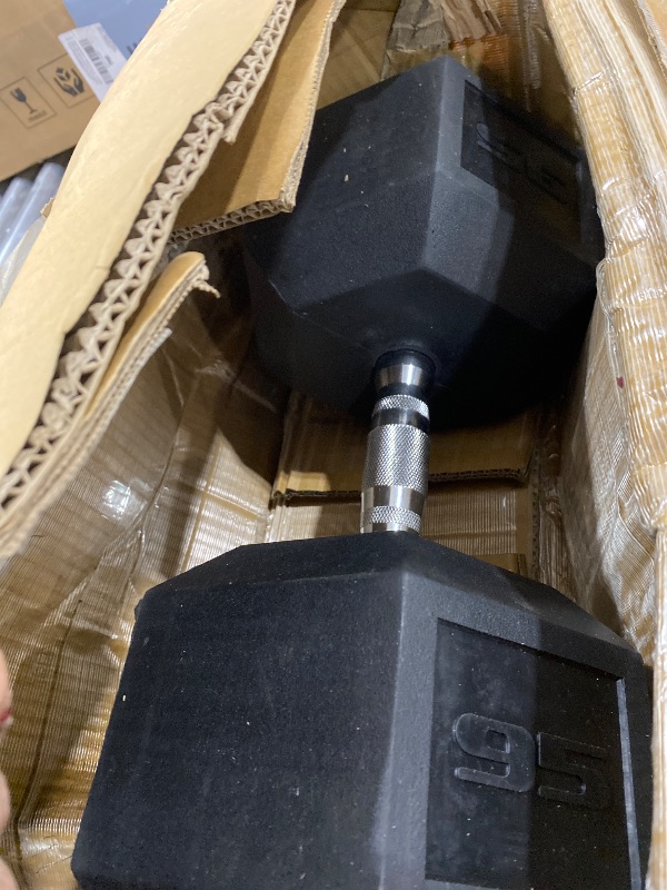 Photo 1 of CAP Barbell 95 LB Rubber Coated Hex Dumbbell Hand Weight - Pair | Chrome Handle