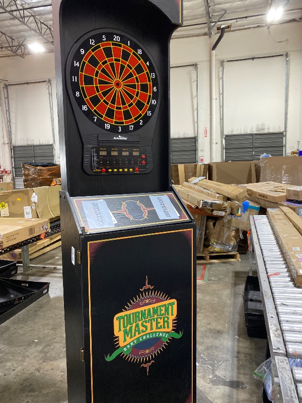 Photo 1 of Arachnid Cricket Pro 650 Standing Electronic Dartboard with 24 Games, 132 Variations, and 6 Soft-Tip Darts Included, Brown,E650FS-BK3