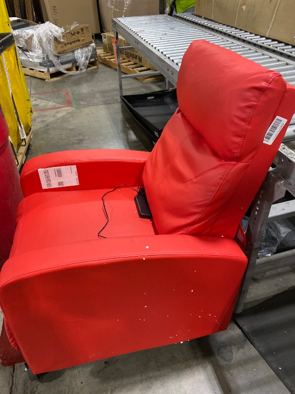 Photo 1 of FDW Recliner Chair Massage Chair Reading Chair Reclining Sofa Home Theater Seating with Lumbar Support Massage and Padded Backrest for Living Room and Bedroom (Leather, Red)