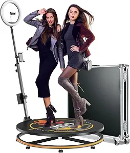 Photo 1 of JIYANG 360 Photo Booth Machine with Flight Case,360 Photo Booth Machine for Parties with Chacktok VIP,Software APP Remote Automatic Slow Motion Rotating 360 Video Camera Booth for 2-4 People