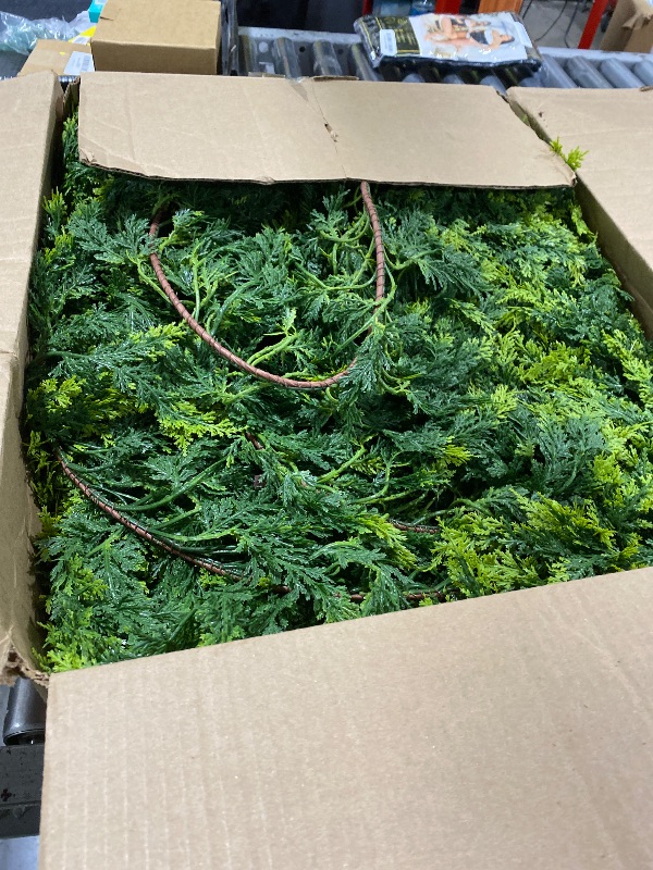 Photo 1 of 9ft Christmas Cedar Garland with Soft Thickness Pine, Artificial Green Faux Cedar Pine Garland for Mantle Fireplace Indoor Outdoor Holiday Party Home Decoration?4 Pcs?