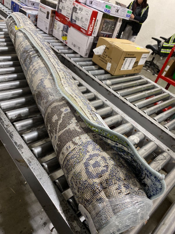 Photo 1 of Rugcomf 9x12 Rug Washable Boho Soft Large Area Rug Non-Slip Faux Wool Vintage Rug for Living Room, Farmhouse, Dining Room, Indoor, Kids Playroom (Grey)
