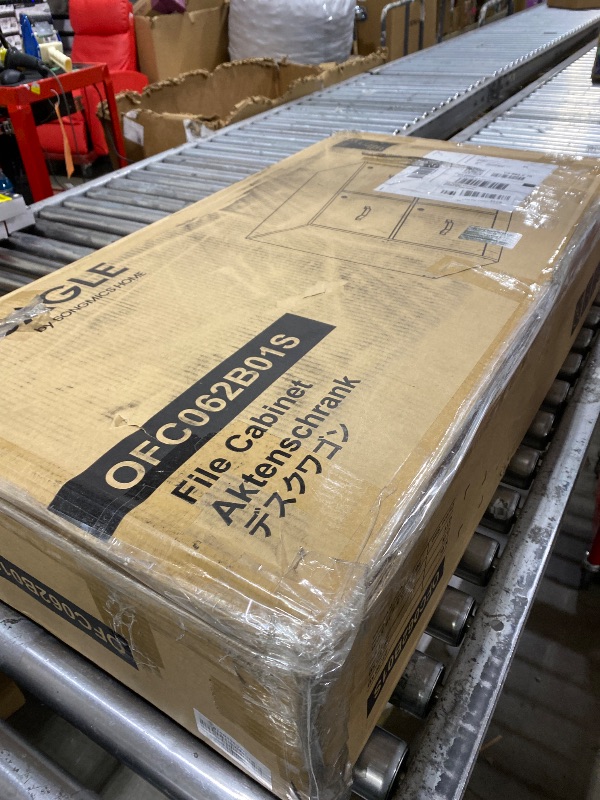 Photo 1 of VASAGLE 4 Drawer File Cabinet with Lock, Printer Stand, Office Filing Cabinet Organizer, for A4 and Letter Size Documents, Rustic Brown and Black UOFC062B01