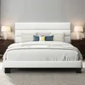 Photo 1 of Bed Frame with Upholstered Headboard Wooden Slats Support, Fully Upholstered Mattress Foundation KING