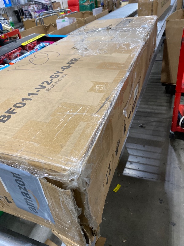 Photo 1 of Rolanstar Queen Bed Frame with LED Lights and Charging Station, Upholstered Bed with Drawers, Wooden Slats, Noise Free, Easy Assembly, Dark Gray