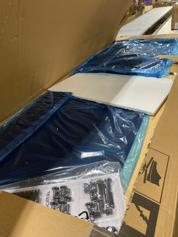 Photo 1 of Rolanstar Queen Bed Frame with LED Lights and Charging Station, Upholstered Bed with Drawers, Wooden Slats, Noise Free, Easy Assembly, Dark Gray