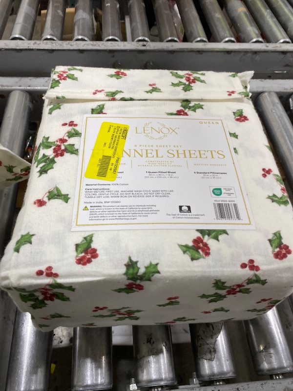 Photo 1 of Lenox Flannel Sheet Set, Queen (Holly Green)