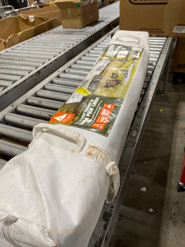 Photo 1 of 10 x 10 ft Pop-up Canopy Tent Straight Legs Instant Canopy for Outside with Wheeled Bag - White