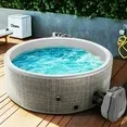 Photo 1 of 65'' Inflatable Hot Tub, Portable Round Hot Tub for 4-Person, Outdoor Home Spa for Patio Poolside, Ground Mat, 100pcs Bubble Jets, Filters, Integrated Pump, Resistant Drop Stitch PVC