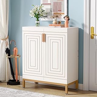 Photo 1 of Shoe Cabinet with Doors, 20 Pairs Entryway Shoe Storage Cabinet with Shelves, 5-Tier Modern Free Standing Shoe Racks Storage Organizer for Closet, Living Room, Bedroom (White/Gold)
Amazon's