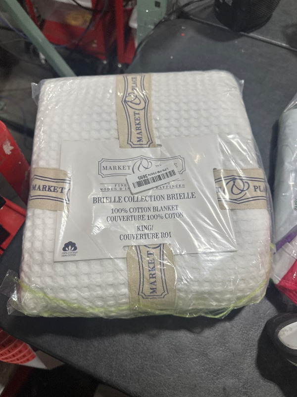 Photo 1 of 100% Cotton Waffle Weave Bed Blanket | Soft, Breathable, and Lightweight Blanket for All-Season | Perfect for Layering | Brielle Collection (King, White)