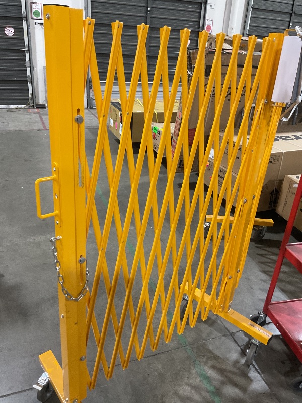 Photo 1 of Global Industrial™ Folding Safety Barricade Gate with Sign, 20' Expanded Length