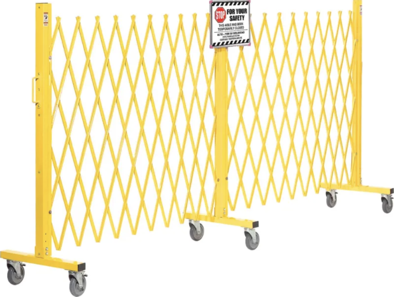 Photo 1 of Global Industrial™ Folding Safety Barricade Gate with Sign, 20' Expanded Length