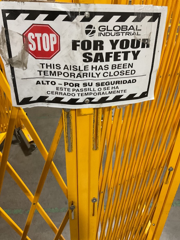 Photo 1 of Global Industrial™ Folding Safety Barricade Gate with Sign, 20' Expanded Length
