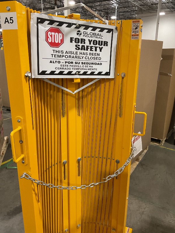 Photo 1 of Global Industrial™ Folding Safety Barricade Gate with Sign, 20' Expanded Length