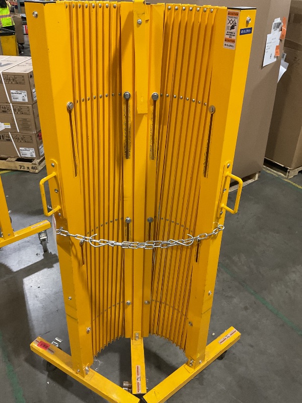 Photo 1 of Global Industrial™ Folding Safety Barricade Gate with Sign, 20' Expanded Length