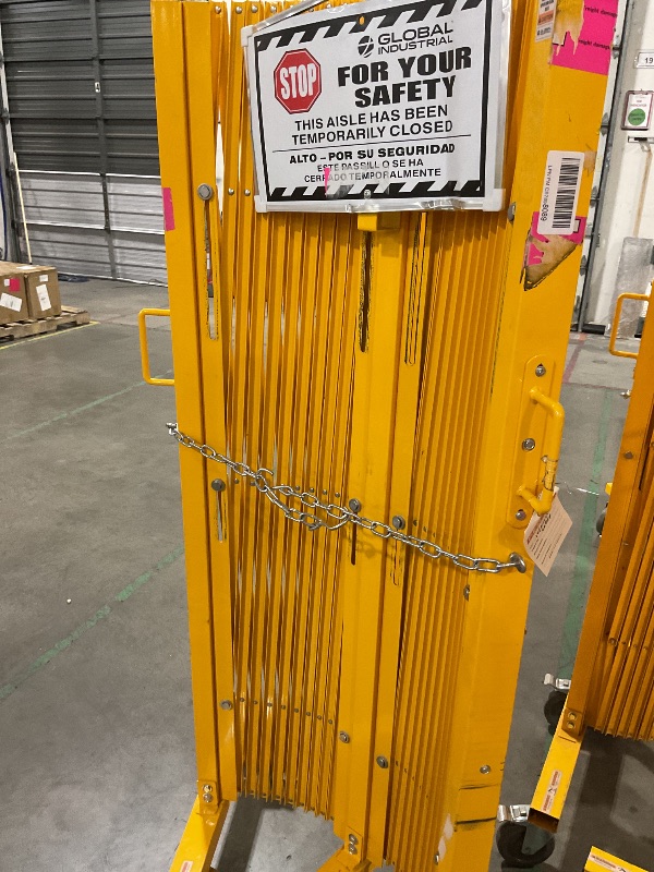 Photo 1 of Global Industrial™ Folding Safety Barricade Gate with Sign, 20' Expanded Length