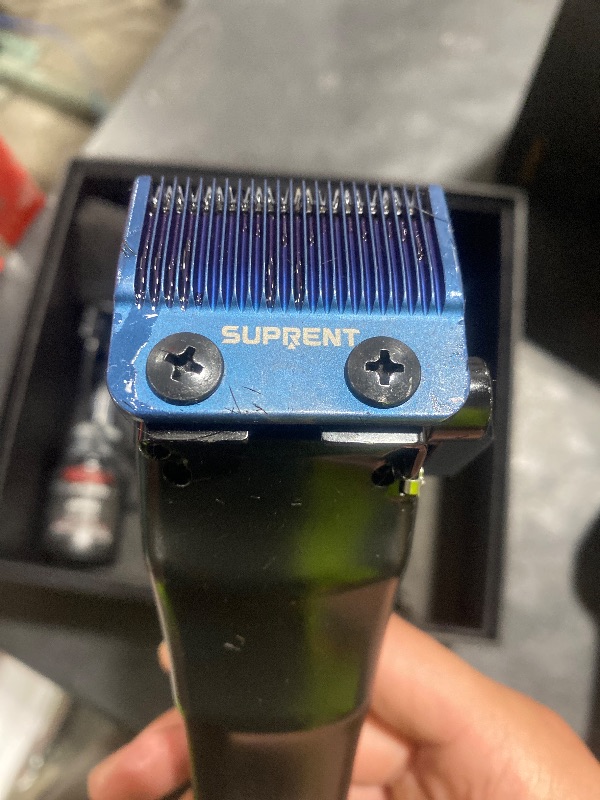 Photo 1 of SUPRENT Professional Hair Clippers for Men - Cordless Barber Clippers & Zero-gapped Trimmer Set, Haircutting Kit with 10000 RPM Motor Speed, Blue Titanium-Coated Blades, Charging Stands (Gray)